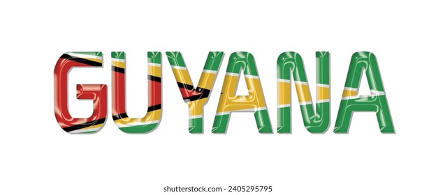 GUYANA flag text font, 3D GUYANA flag colorful background, GUYANA flag vector illustration