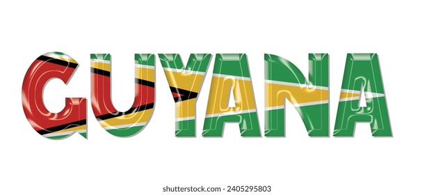 GUYANA flag text font, 3D GUYANA flag colorful background, GUYANA flag vector illustration