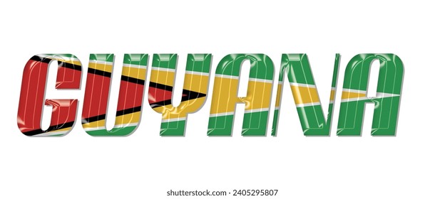 GUYANA flag text font, 3D GUYANA flag colorful background, GUYANA flag vector illustration