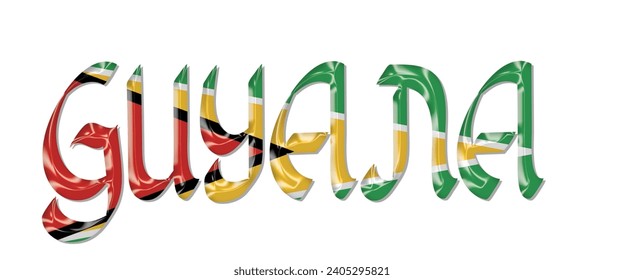 GUYANA flag text font, 3D GUYANA flag colorful background, GUYANA flag vector illustration