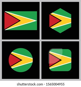 Guyana Flag Vector Icon Illustration. Guyana Flag Icon Set