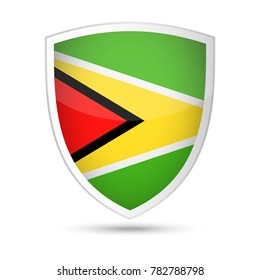 Guyana Flag Vector Shield Icon - Illustration