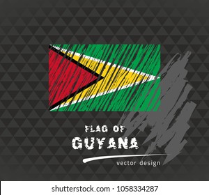 Guyana flag, vector sketch hand drawn illustration on dark grunge background