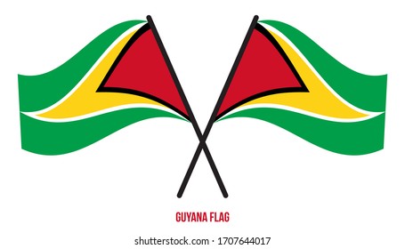 Bandera de Guyana ondeando ilustración vectorial en fondo blanco. Bandera Nacional de Guyana.