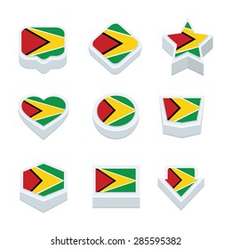 guyana flags icons and button set nine styles