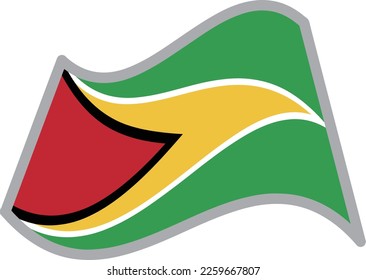 Guyana fluttering national flag illustration vector material