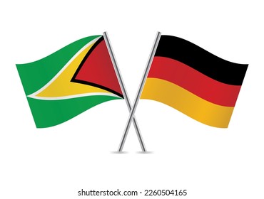 Guyana and Germany crossed flags. Guyanese and German flags on white background. Vector icon set. Vector illustration. svg