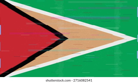 Vector Video de bandera de falla de Guyana, distorsión dividida RGB, ilustración de marco abstracto digital