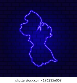 Guyana glowing neon sign on brick wall background