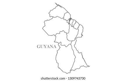 Guyana gray line map