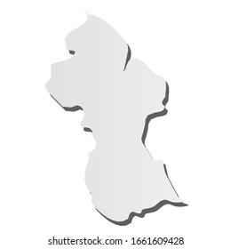 Guyana - mapa gris de silueta 3d de la zona del país con sombra caída. Simple ilustración vectorial plana.