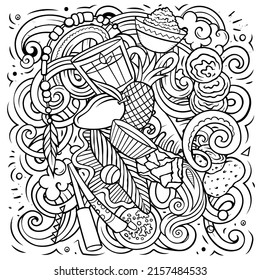 Guyana hand drawn cartoon doodles illustration. Funny travel design. Creative vector background. Latin America country elements and objects.
