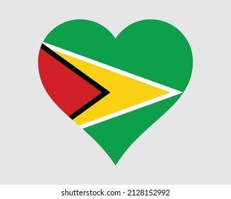 Guyana Heart Flag. Guyanese Love Shape Country Nation National Flag. Co-operative Republic of Guyana Banner Icon Sign Symbol. EPS Vector Illustration. svg