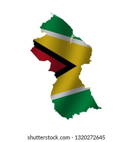 Guyana - Illustration with waving flag inside map. vector
