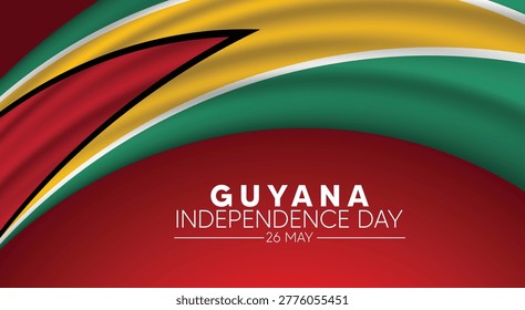 Guyana Independence Day  flag ribbon design vector poster