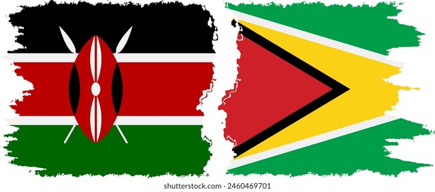 Guyana and Kenya grunge flags connection, vector