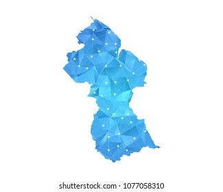 Guyana Map - Abstract geometric rumpled triangular low poly style gradient graphic on white background , line dots polygonal design for your . Vector illustration eps 10.