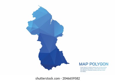 Guyana Karte Abstrakte geometrische, abgerundete dreieckige Grafik mit Low-Poly-Stil auf weißem Hintergrund