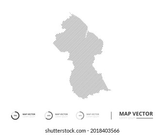 Guyana map abstract line gray on white background vector for presentation. Creative concept for infographic.