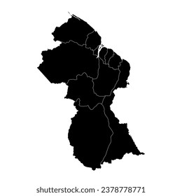 Guyana map with administrative divisions. Vector illustration.