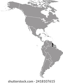 GUYANA MAP WITH AMERICAN CONTINENT MAP