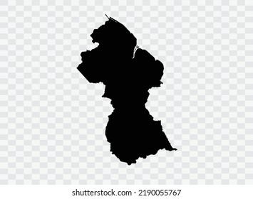 Guyana Map black Color on Backgound png  not divided into cities