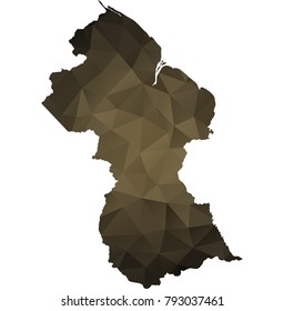 guyana map - Black, gold, geometric rumpled low poly style gradient graphic background, polygonal design for your. Vector illustration eps 10.