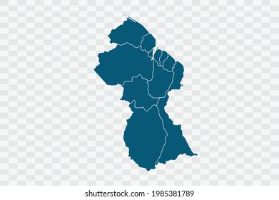 Guyana map blue Color on Backgound png
