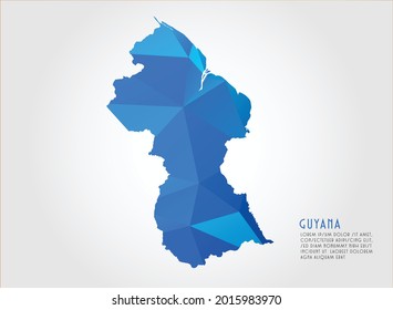 Guyana map blue Color on white background polygonal