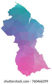 guyana map. Blue and Pink polygonal shape vector illustration on white background. Vector illustration eps 10.