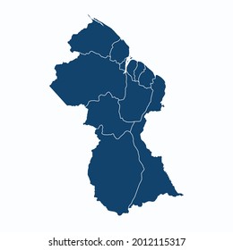 Mapa de Guyana vector de color moderno. Mapa de silueta. sobre fondo blanco. 