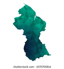 Guyana map - Colorful Polygonal map of Guyana rumpled triangular low poly style gradient graphic background , Vector illustration eps 10.