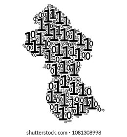 Guyana Map composition icon of binary digits in various sizes. Vector digits are grouped into Guyana Map illustration design concept.