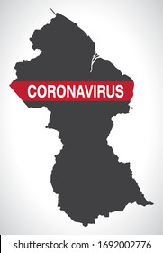 Guyana map with Coronavirus warning illustration
