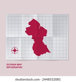 Guyana mapea el país en papel cuadriculado doblado	