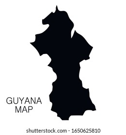 Guyana map and country name isolated on white background. Vector illustration