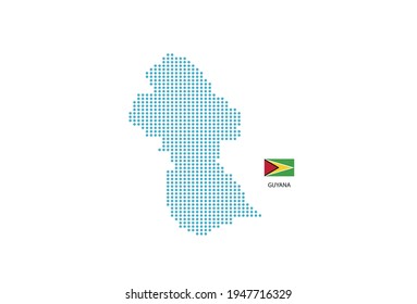 Guyana Karte Design blauer Kreis, weißer Hintergrund mit der Flagge von Guyana. 
