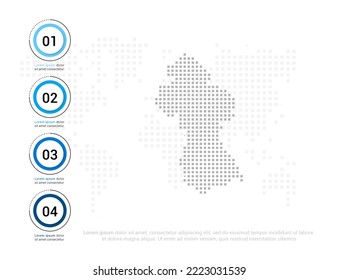 Mapa de puntos grises de Guyana para la presentación. Concepto creativo para infografía.