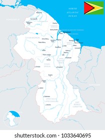 Guyana, map and flag - High Detailed Vector Illustration