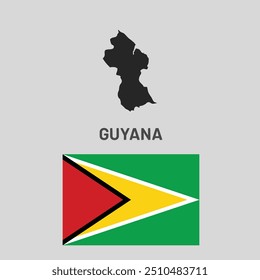 Mapa de Guyana e ilustración de bandera