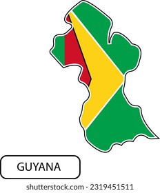 Guyana map with flag inside. Vector illustration isolated on white background.