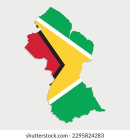guyana map with flag on gray background