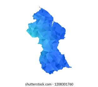 Guyana map in geometric blue polygonal style modern design on white background. Vector illustration.