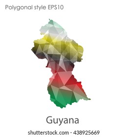 Guyana map in geometric polygonal style.Abstract gems triangle,modern design background.Vector illustration EPS10
