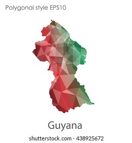 Guyana map in geometric polygonal style.Abstract gems triangle,modern design background.Vector illustration EPS10