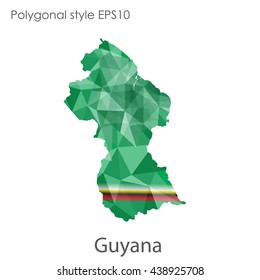 Guyana map in geometric polygonal style.Abstract gems triangle,modern design background.Vector illustration EPS10