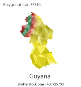 Guyana map in geometric polygonal style.Abstract gems triangle,modern design background.Vector illustration EPS10