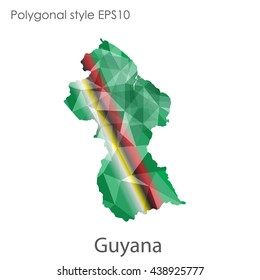 Guyana map in geometric polygonal style.Abstract gems triangle,modern design background.Vector illustration EPS10