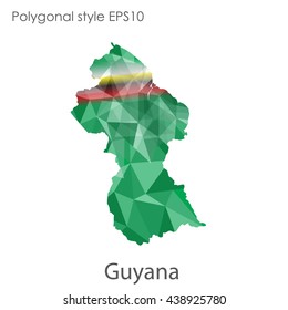 Guyana map in geometric polygonal style.Abstract gems triangle,modern design background.Vector illustration EPS10