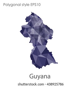 Guyana map in geometric polygonal style.Abstract gems triangle,modern design background.Vector illustration EPS10
